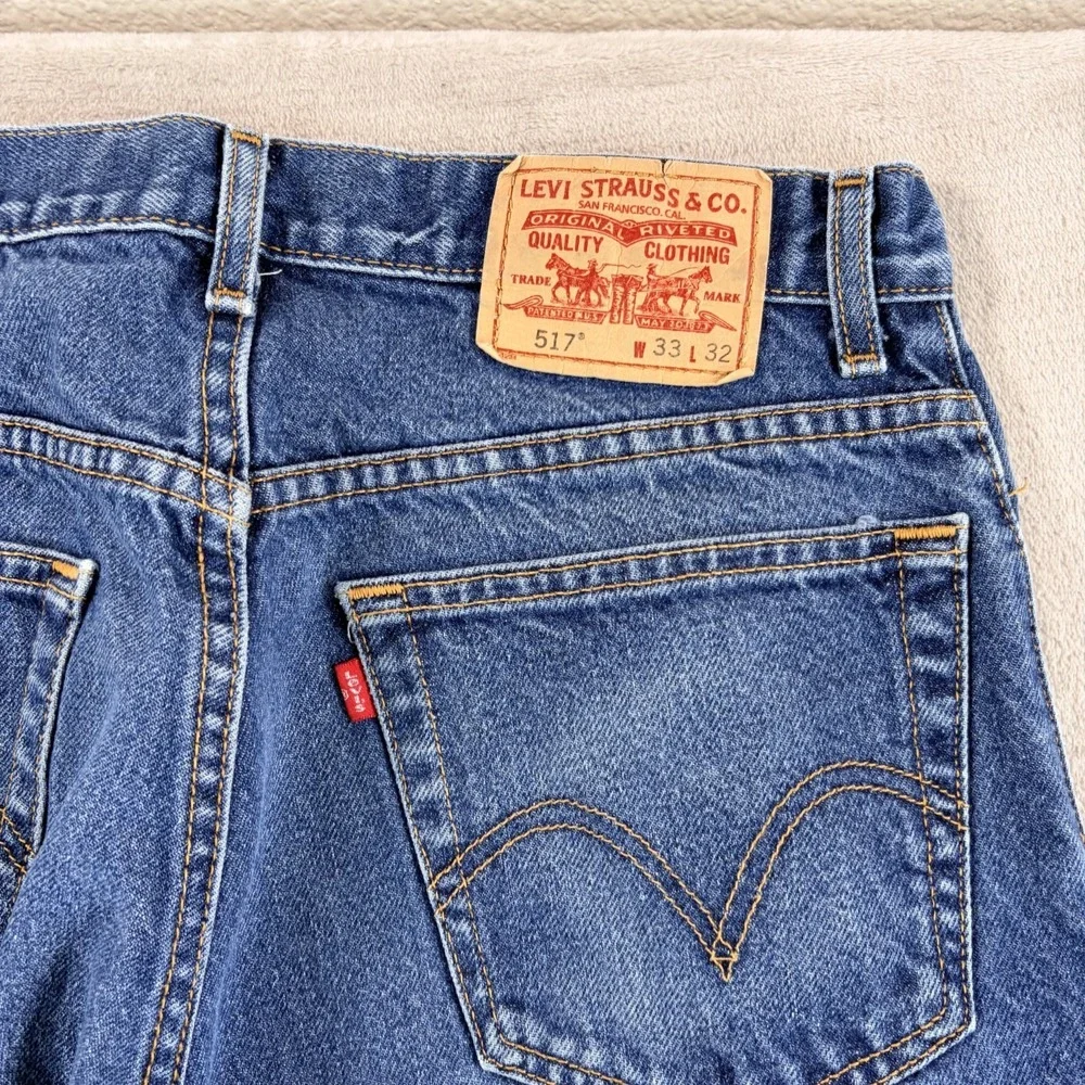 Vintage Levis 517 Bootcut Denim Pants Jeans Men 33x32 Blue Western Cowboy‎ Y2K